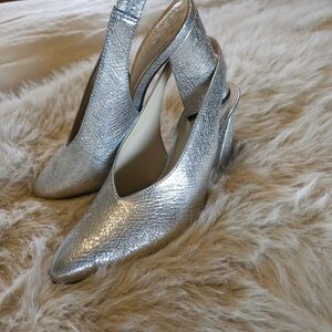 Vince Camuto Metallic Silver Slingback Heels
